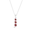 Thumbnail Image 1 of Journey Garnet Three Stone Cascading Linear Drop Pendant in 14K White gold