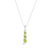 Thumbnail Image 0 of Journey Peridot Three Stone Cascading Linear Drop Pendant in 14K White gold