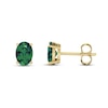Thumbnail Image 1 of Oval Lab-Created Emerald Solitaire Stud Earrings in 14K Gold