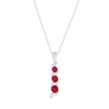 Thumbnail Image 0 of Journey Lab-Created Ruby Three Stone Cascading Linear Drop Pendant in 14K White gold