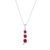Thumbnail Image 1 of Journey Lab-Created Ruby Three Stone Cascading Linear Drop Pendant in 14K White gold