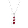 Thumbnail Image 0 of Journey Lab-Created Ruby Three Stone Cascading Linear Drop Pendant in 14K White gold