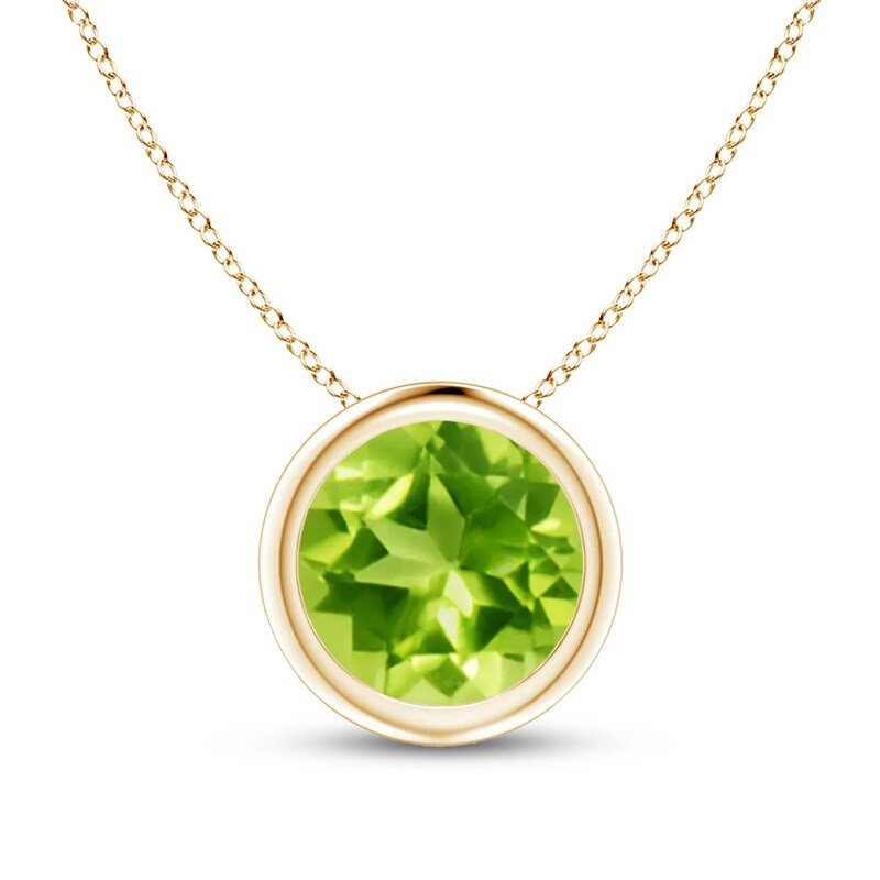 Main Image 1 of 7.0mm Peridot Bezel-Set Solitaire Pendant in 14K Gold