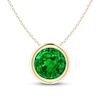 Thumbnail Image 1 of 7.0mm Lab-Created Emerald Bezel-Set Solitaire Pendant in 14K Gold