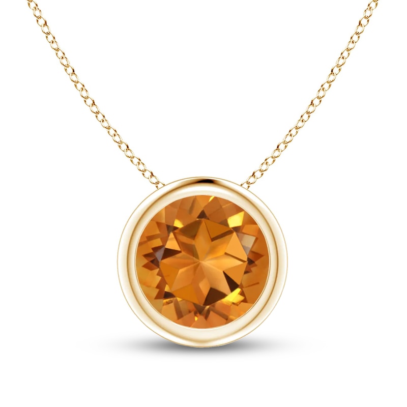 Main Image 1 of 7.0mm Citrine Bezel-Set Solitaire Pendant in 14K Gold