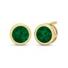 Thumbnail Image 1 of 6.0mm Lab-Created Emerald Bezel-Set Solitaire Stud Earrings in 14K Gold