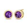 Thumbnail Image 1 of 6.0mm Amethyst Bezel-Set Solitaire Stud Earrings in 14K Gold
