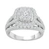 Thumbnail Image 1 of 2 CT. T.W. Diamond Double Cushion Frame Multi-Row Engagement Ring in 14K White Gold