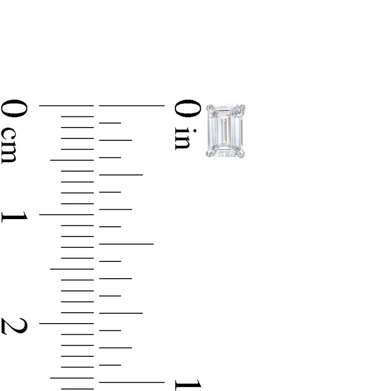 Main Image 3 of 1/2 CT. T.W. Certified Emerald-Cut Diamond Solitaire Stud Earrings in 14K White Gold (I/SI2)
