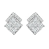 1/2 CT. T.W. Composite Diamond Double Tilted Square Stud Earrings in 14K White Gold