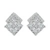 1/2 CT. T.W. Composite Diamond Double Tilted Square Stud Earrings in 14K White Gold