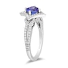 Thumbnail Image 1 of Enchanted Disney Ultimate Princess Tanzanite and 1/3 CT. T.W. Diamond Tilted Frame Engagement Ring in 14K White Gold