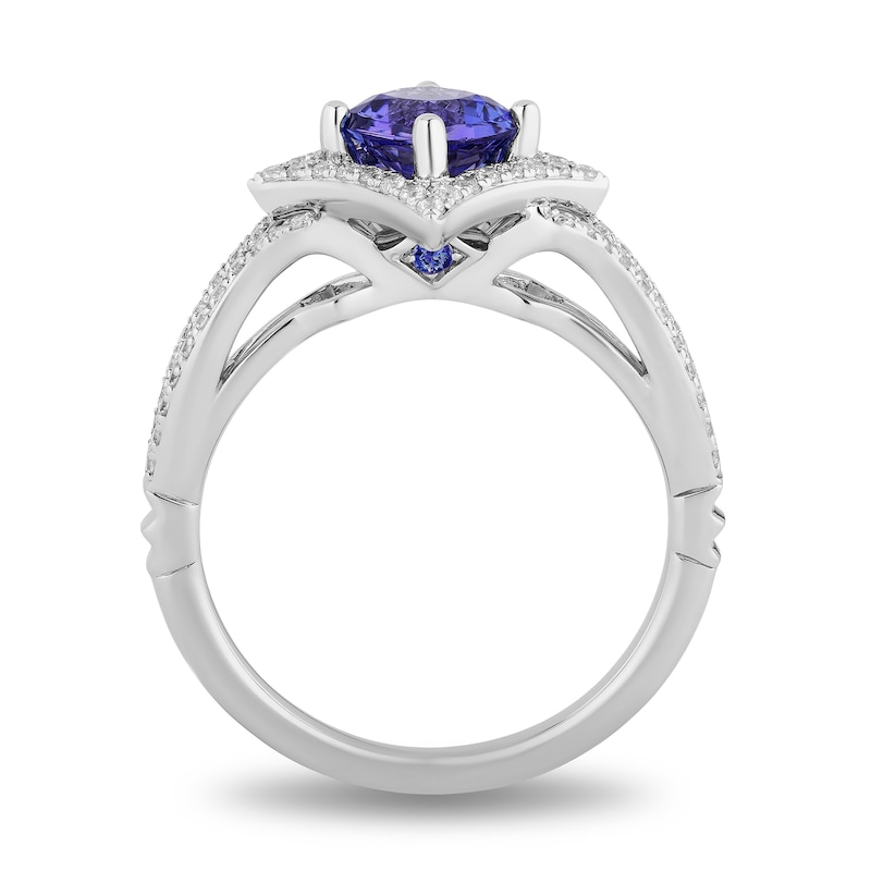 Main Image 3 of Enchanted Disney Ultimate Princess Tanzanite and 1/3 CT. T.W. Diamond Tilted Frame Engagement Ring in 14K White Gold