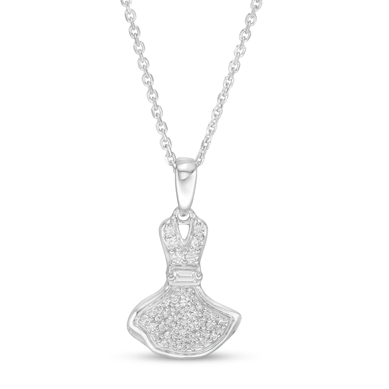 Main Image 1 of Marilyn Monroe™ Collection 1/8 CT. T.W. Diamond Dress Pendant in Sterling Silver