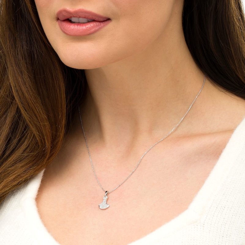 Main Image 3 of Marilyn Monroe™ Collection 1/8 CT. T.W. Diamond Dress Pendant in Sterling Silver