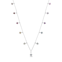 Enchanted Disney Ultimate Princess Celebration Multi-Gemstone Station Necklace in Sterling Silver - 17&quot;