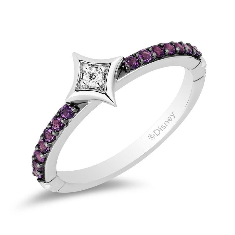 Main Image 1 of Enchanted Disney Ultimate Princess Celebration Ariel Amethyst and Diamond Accent Star Stackable Ring in Sterling Silver