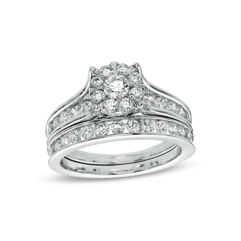 Main Image 1 of 1-1/2 CT. T.W. Diamond Frame Bridal Set in 10K White Gold