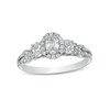 Thumbnail Image 0 of 1 CT. T.W. Oval Diamond Frame Past Present Future® Engagement Ring in 14K White Gold