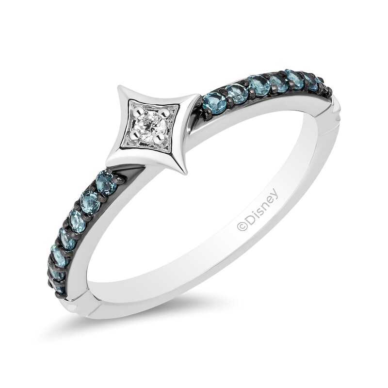 Enchanted Disney Ultimate Princess Celebration Cinderella Blue Topaz and Diamond Accent Star Ring in Sterling Silver