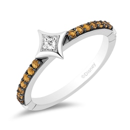 Enchanted Disney Ultimate Princess Celebration Belle Citrine and Diamond Accent Star Stackable Ring in Sterling Silver