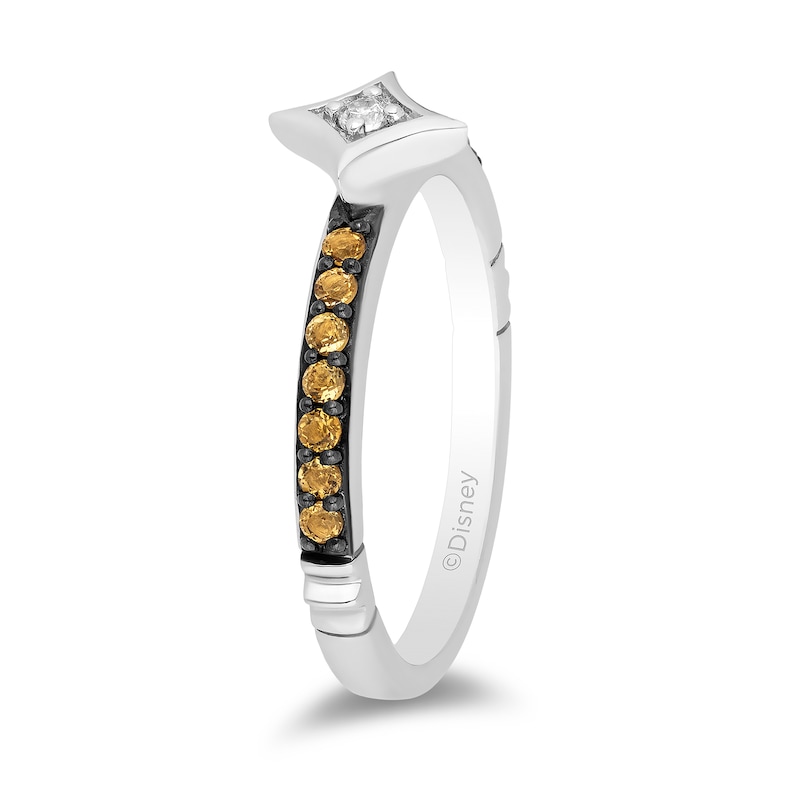 Enchanted Disney Ultimate Princess Celebration Belle Citrine and Diamond Accent Star Stackable Ring in Sterling Silver