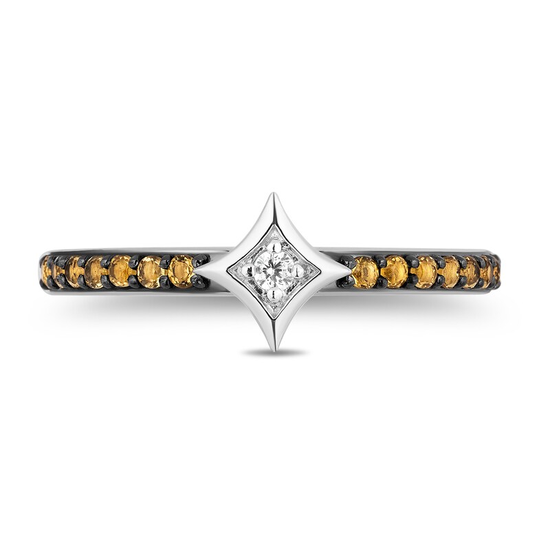 Enchanted Disney Ultimate Princess Celebration Belle Citrine and Diamond Accent Star Stackable Ring in Sterling Silver