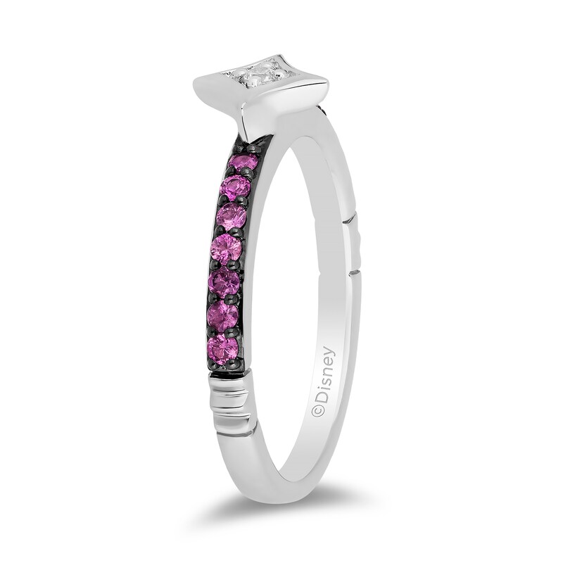 Main Image 2 of Enchanted Disney Ultimate Princess Celebration Aurora Pink Sapphire and Diamond Accent Star Ring in Sterling Silver