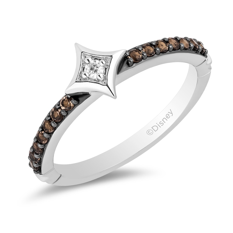 Main Image 1 of Enchanted Disney Ultimate Princess Celebration Pocahontas Smoky Quartz and Diamond Accent Star Ring in Sterling Silver