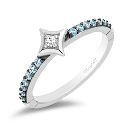 Enchanted Disney Ultimate Princess Celebration Merida Swiss Blue Topaz and Diamond Accent Star Ring in Sterling Silver