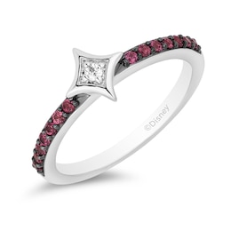 Enchanted Disney Ultimate Princess Celebration Anna Rhodolite Garnet and Diamond Accent Star Stackable Ring in Sterling Silver