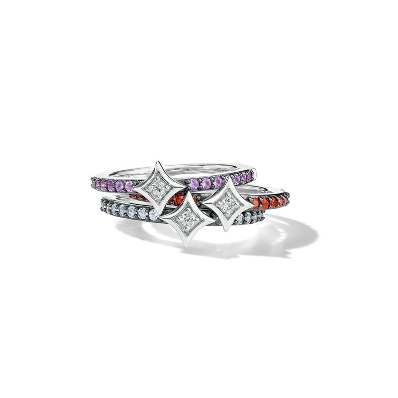 Enchanted Disney Ultimate Princess Celebration Anna Rhodolite Garnet and Diamond Accent Star Stackable Ring in Sterling Silver