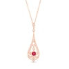 Thumbnail Image 1 of EFFY™ Collection 4.0mm Rhodolite Garnet and 1/5 CT. T.W. Diamond Art Deco Pendulum Drop Pendant in 14K Rose Gold