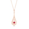 Thumbnail Image 0 of EFFY™ Collection 4.0mm Rhodolite Garnet and 1/5 CT. T.W. Diamond Art Deco Pendulum Drop Pendant in 14K Rose Gold