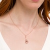 Thumbnail Image 2 of EFFY™ Collection 4.0mm Rhodolite Garnet and 1/5 CT. T.W. Diamond Art Deco Pendulum Drop Pendant in 14K Rose Gold