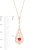 Thumbnail Image 2 of EFFY™ Collection 4.0mm Rhodolite Garnet and 1/5 CT. T.W. Diamond Art Deco Pendulum Drop Pendant in 14K Rose Gold