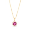 Thumbnail Image 0 of EFFY™ Collection 5.0mm Rhodolite Garnet and 1/20 CT. T.W. Diamond Frame Pendant in 14K Gold