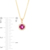 Thumbnail Image 2 of EFFY™ Collection 5.0mm Rhodolite Garnet and 1/20 CT. T.W. Diamond Frame Pendant in 14K Gold