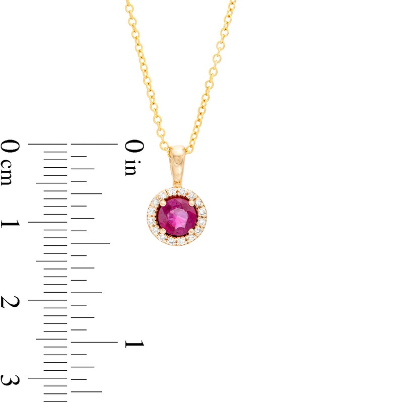 EFFY™ Collection 5.0mm Rhodolite Garnet and 1/20 CT. T.W. Diamond Frame Pendant in 14K Gold