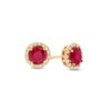 Thumbnail Image 1 of EFFY™ Collection 5.0mm Rhodolite Garnet and 1/8 CT. T.W. Diamond Frame Stud Earrings in 14K Gold