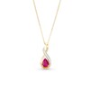 Thumbnail Image 0 of EFFY™ Collection Pear-Shaped Rhodolite Garnet and 1/10 CT. T.W. Diamond Swirl Teardrop Pendant in 14K Gold