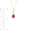 Thumbnail Image 2 of EFFY™ Collection Pear-Shaped Rhodolite Garnet and 1/10 CT. T.W. Diamond Swirl Teardrop Pendant in 14K Gold