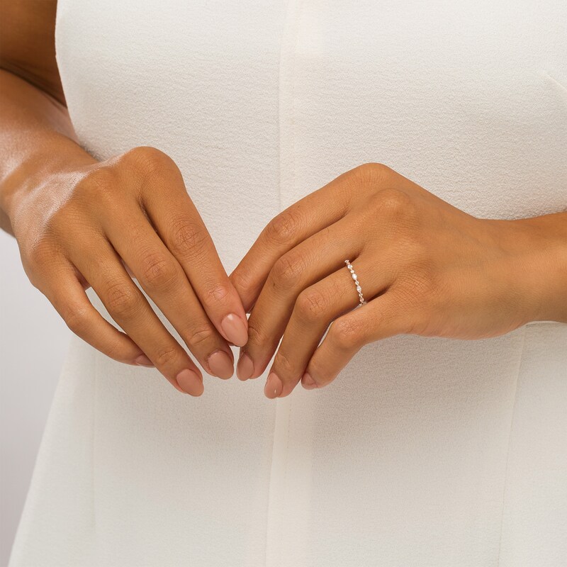 Adrianna Papell 1/4 CT. T.W. Certified Marquise and Round Diamond Alternating Anniversary Band in 14K White Gold (I/I1)