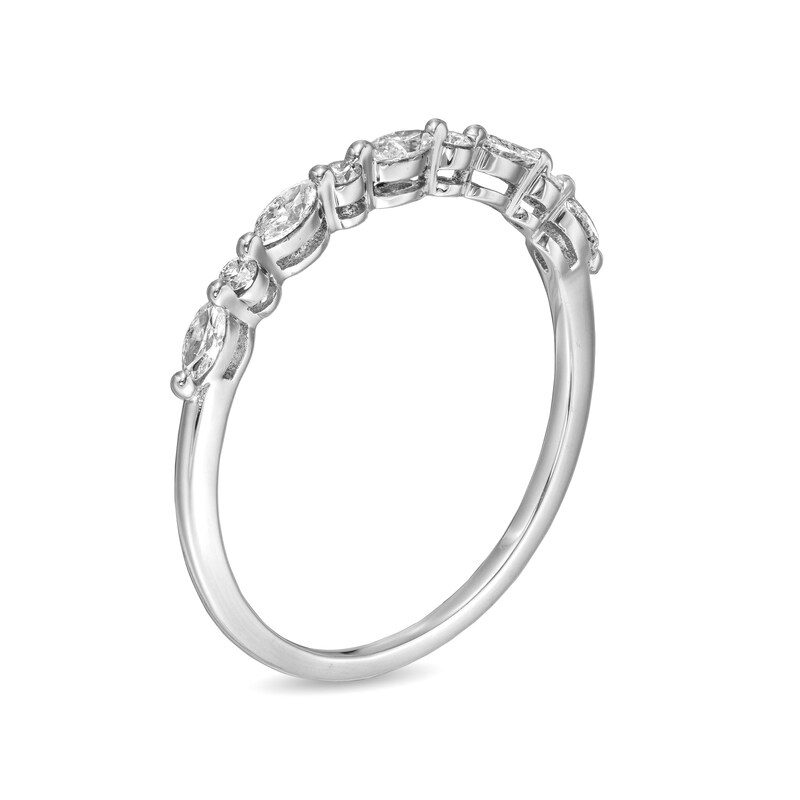 Adrianna Papell 1/4 CT. T.W. Certified Marquise and Round Diamond Alternating Anniversary Band in 14K White Gold (I/I1)
