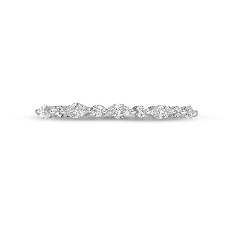 Adrianna Papell 1/4 CT. T.W. Certified Marquise and Round Diamond Alternating Anniversary Band in 14K White Gold (I/I1)