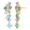 Thumbnail Image 0 of Princess-Cut Sky Blue Topaz, Aquamarine and Iolite Geometric Cluster Drop Earrings in 10K Gold