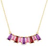 Thumbnail Image 1 of Baguette Garnet, Amethyst and Pink Tourmaline Alternating Curved Bar Necklace in 10K Gold