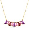 Thumbnail Image 0 of Baguette Garnet, Amethyst and Pink Tourmaline Alternating Curved Bar Necklace in 10K Gold