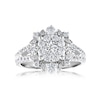 Thumbnail Image 1 of 1-1/2 CT. T.W. Multi-Diamond Floral Frame Split Shank Engagement Ring in 14K White Gold