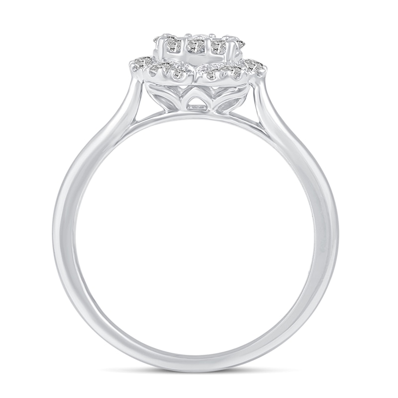 1/2 CT. T.W. Composite Diamond Flower Ring in 14K White Gold